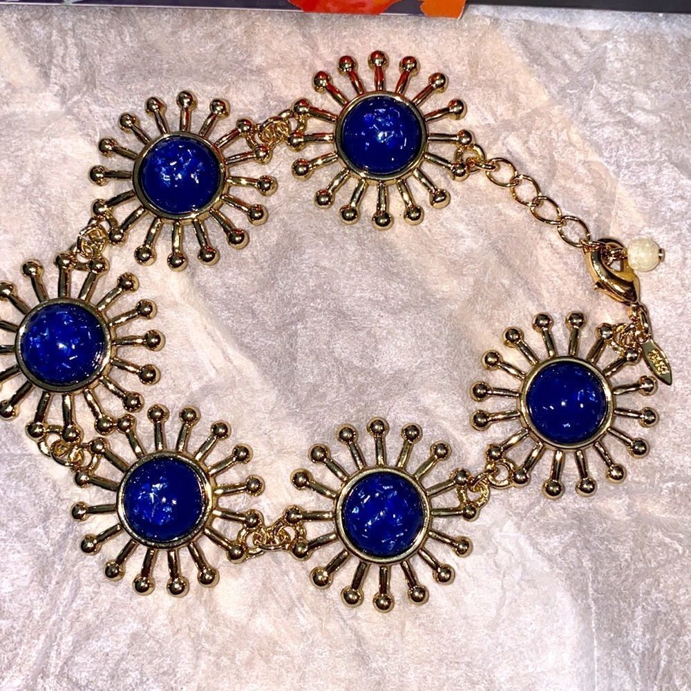 gold bracelet shiny blue glittery sparkle ocean beach celestial Avon jewelry